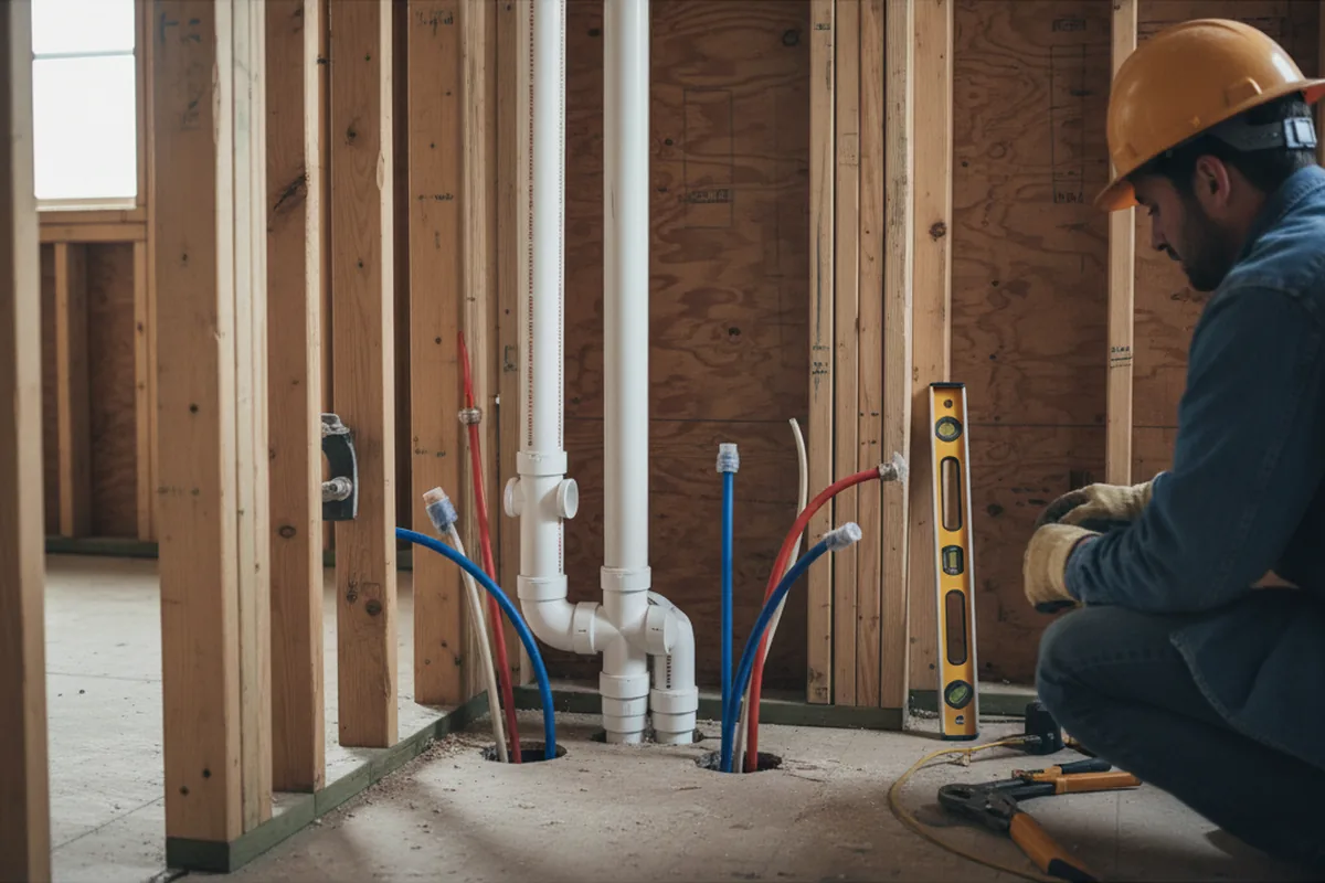 Drain and supply rough-in during Sump Pump Repair in Oologah